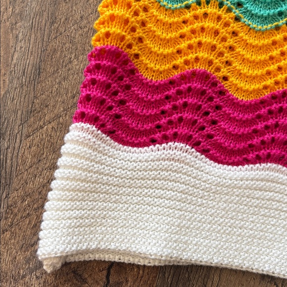 THML pink green white yellow colorful sleeveless striped knit halter small New - Picture 4 of 7